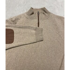 Woolrich Sweater Mens XXL Oatmeal Pullover 1/4 Zip Lightweight Elbow‎ Patches
